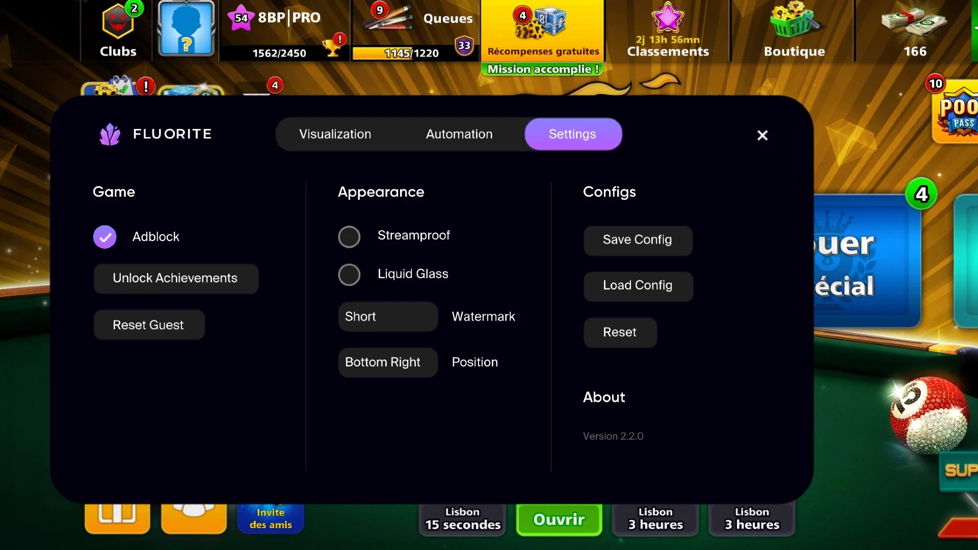 Fluorite: 8 Ball Pool Cheat (iOS) thumbnail 3